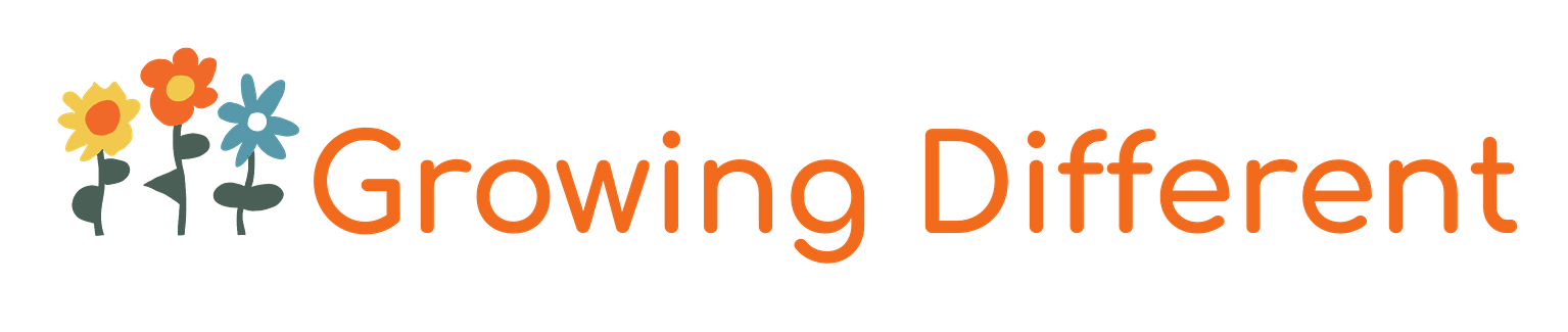 Growing Different orange logo with three flowers.