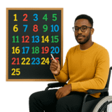 Man showing ordered numbers.