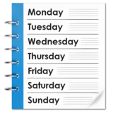 A list of days of the week.
