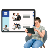 A person using an iPad to read Easy Read.