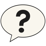 Question mark in a speech bubble.