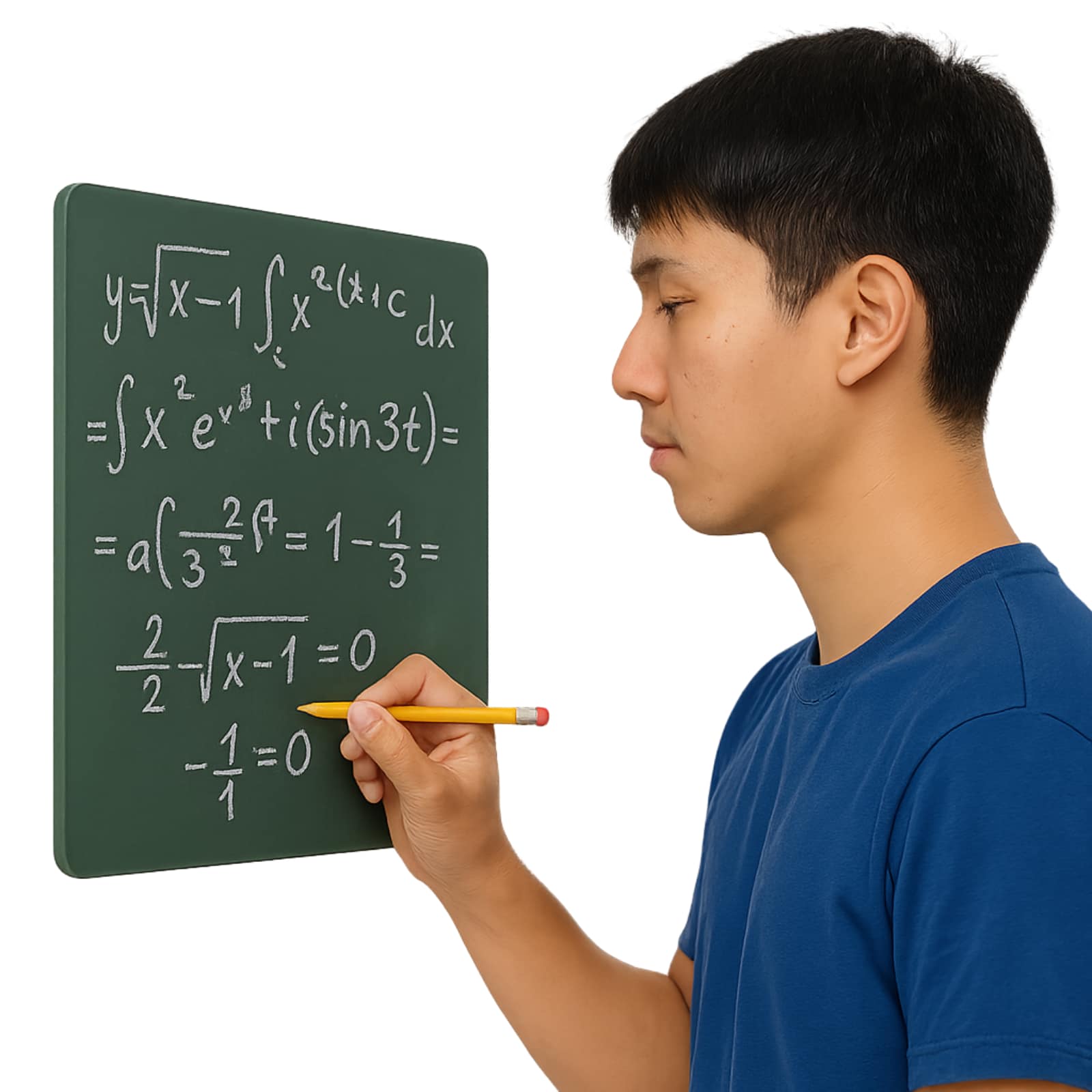 A child doing maths on a chalk board.