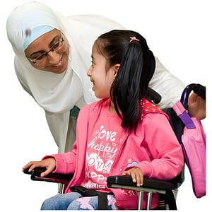 Girl with mum.
