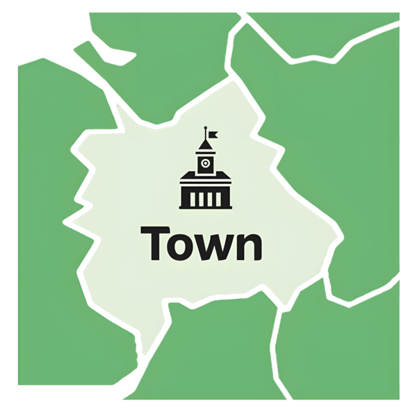 A picture of an area with the word town written on.
